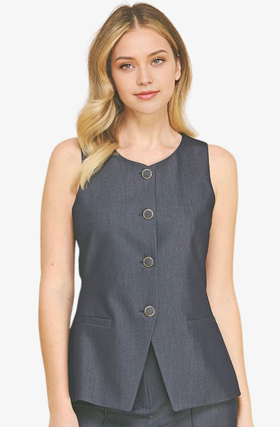 Super Soft Cotton Mix  Denim Long Vest