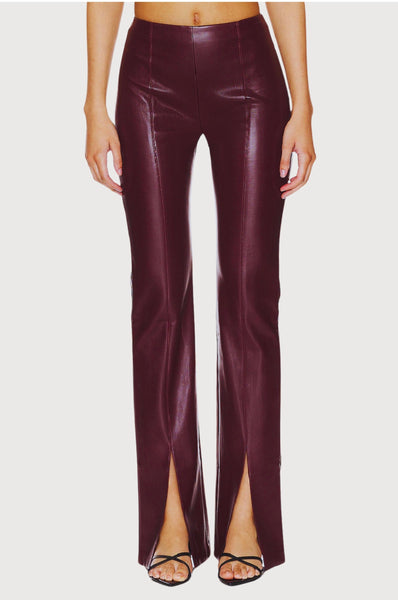 Front Slit Faux Leather Pants