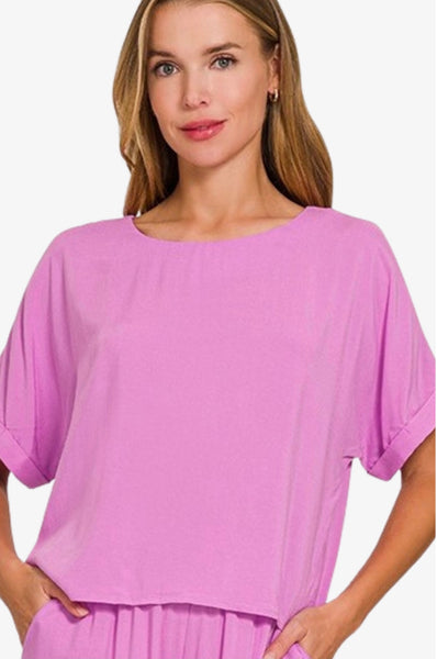 Rayon Boat Short Sleeve Top