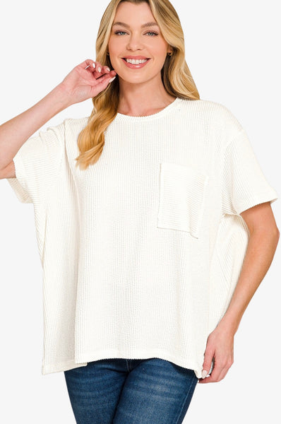 Soft Short Sleeve Ribbed T- Shirt