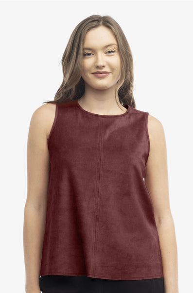 Suede Round Neck Tank Top