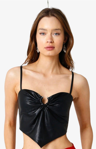 Faux Leather Bustier Top