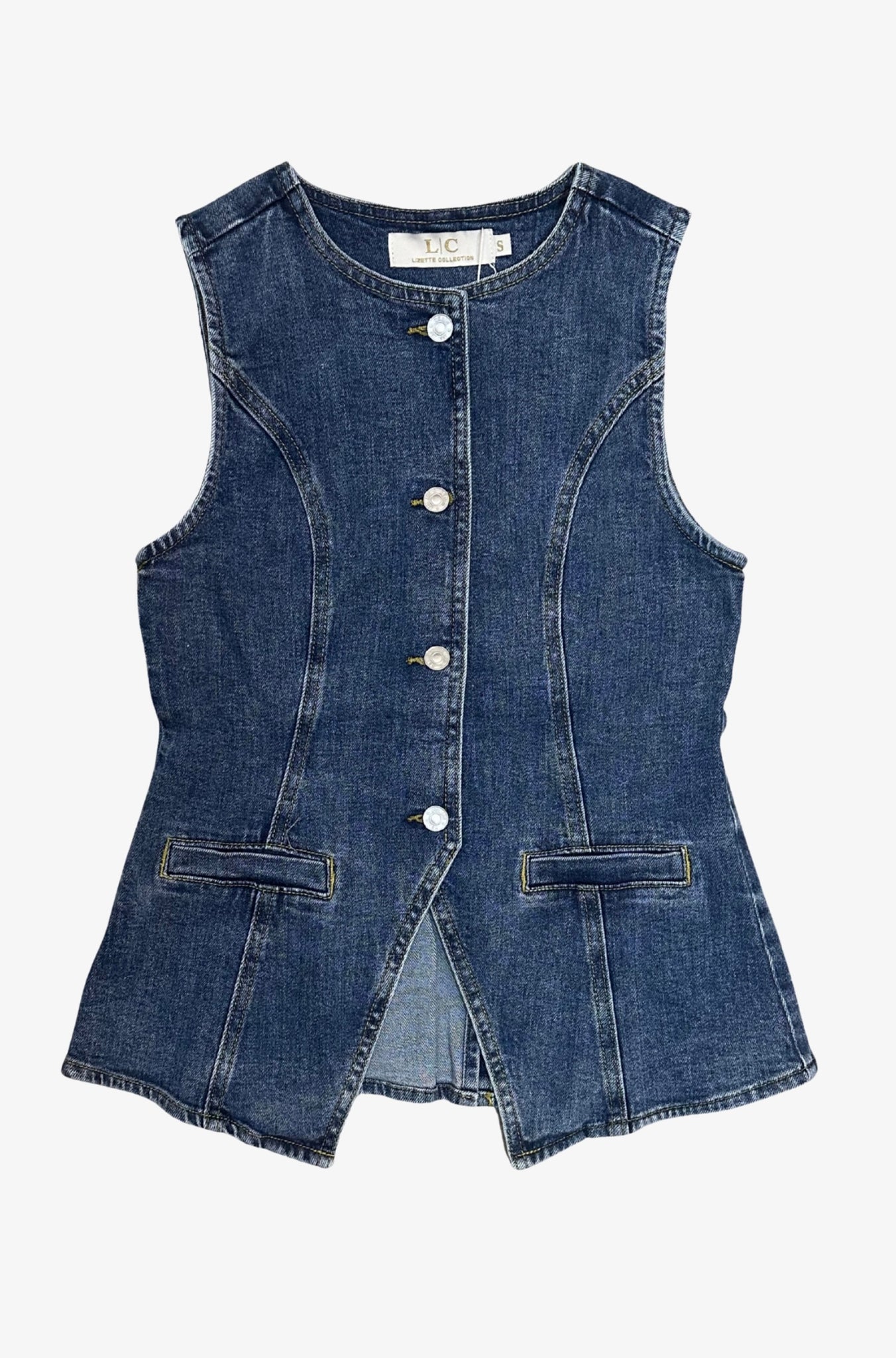 Stretch Denim 4 Button Vest