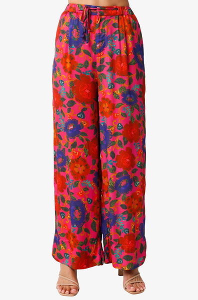 Floral Satin Feel Rayon Pants