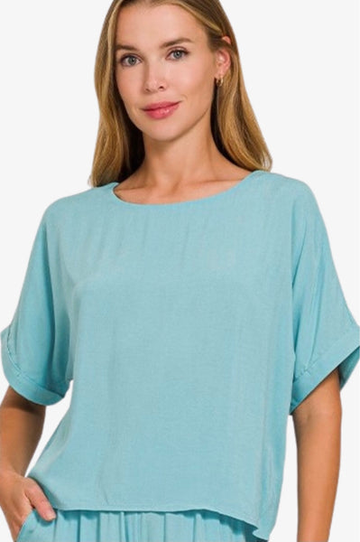 Rayon Boat Short Sleeve Top