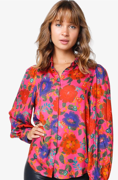 Floral Satin Feel Rayon Top