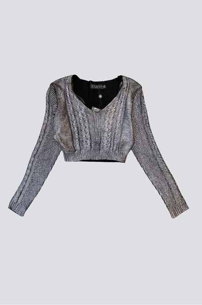 Cable Knit Metallic Foil Sweater