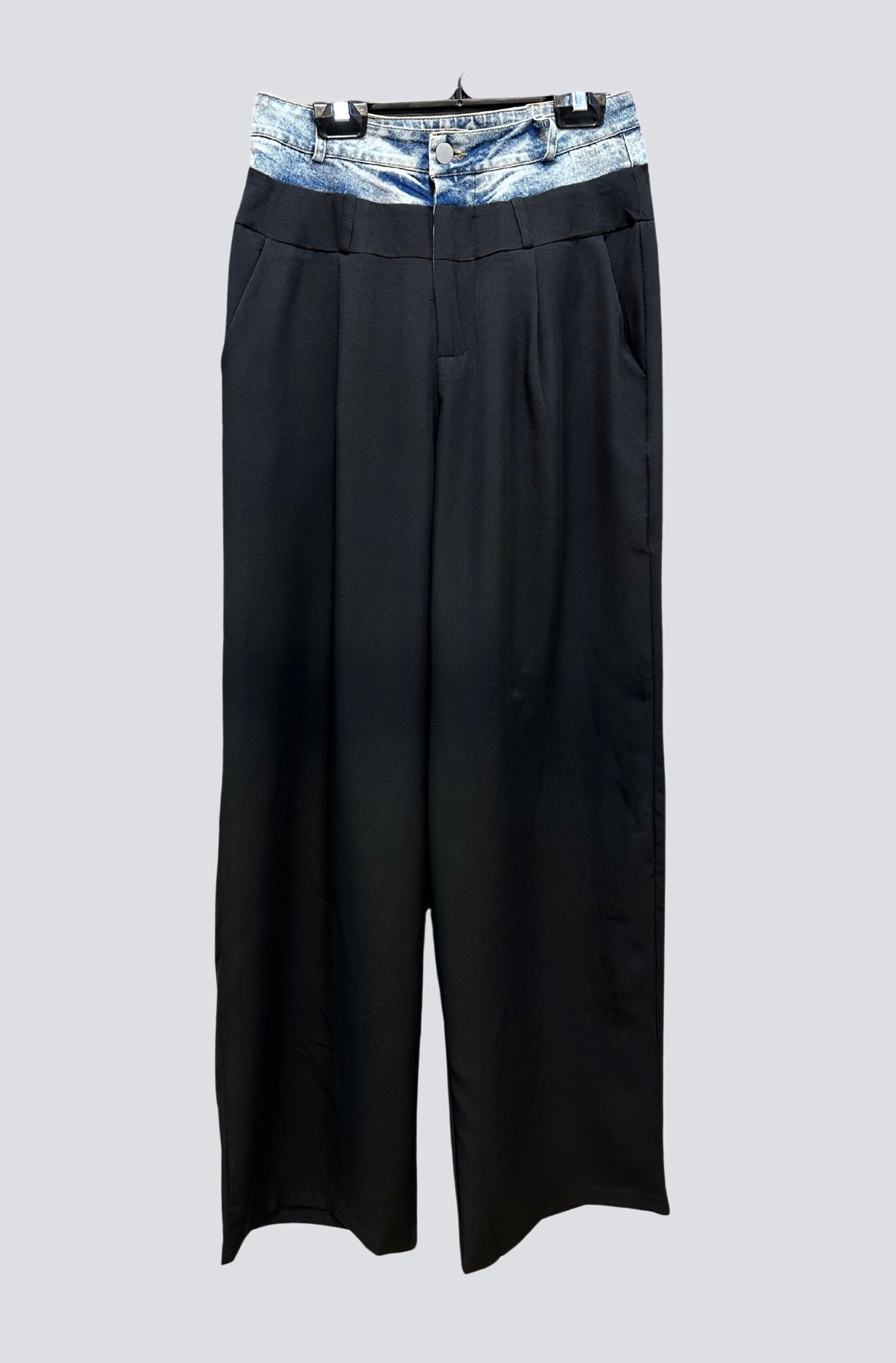 Tailored + Denim Waistband Wideleg Pants