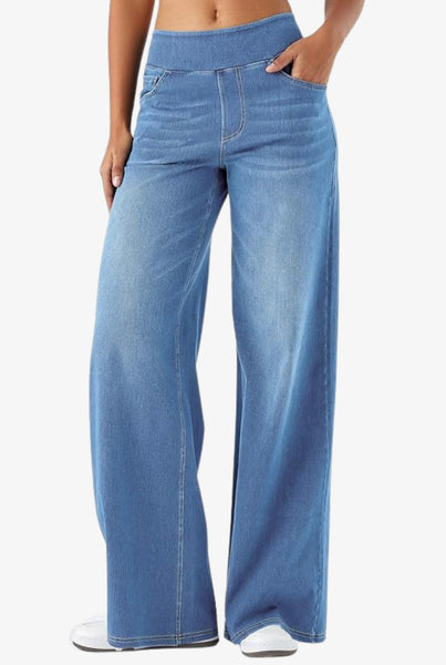 Ultra Soft Tencel Pull On Flare Wideleg Jeans