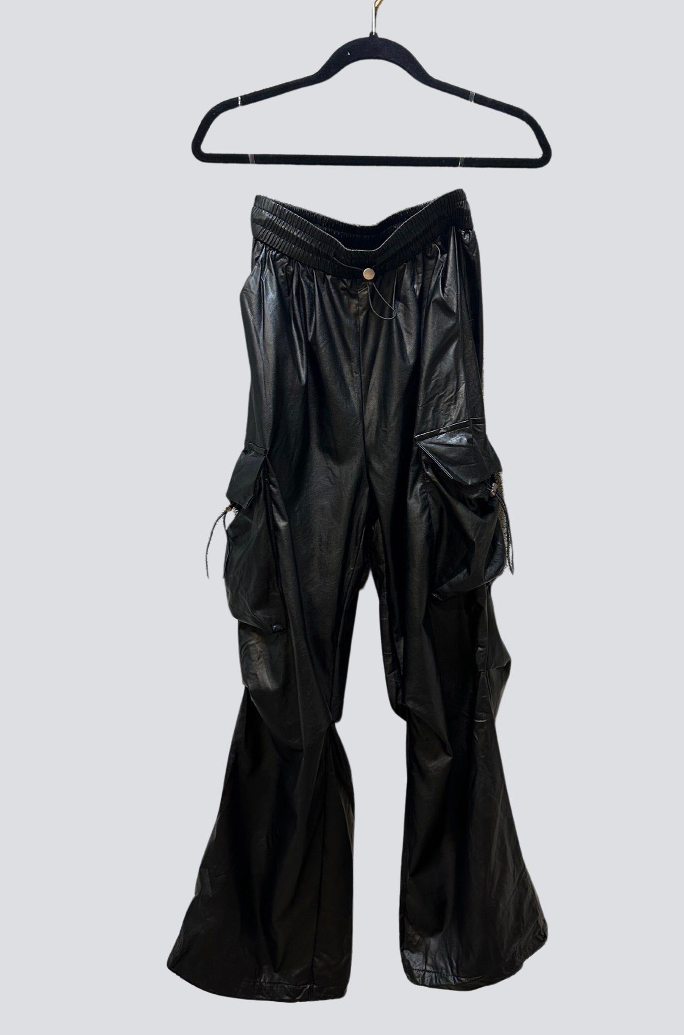 Faux Leather Cargo Pants