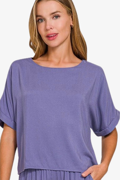 Rayon Boat Short Sleeve Top