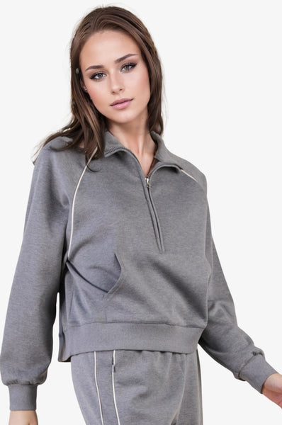 Soft Scuba Knit Comfy Track Sweatshirt