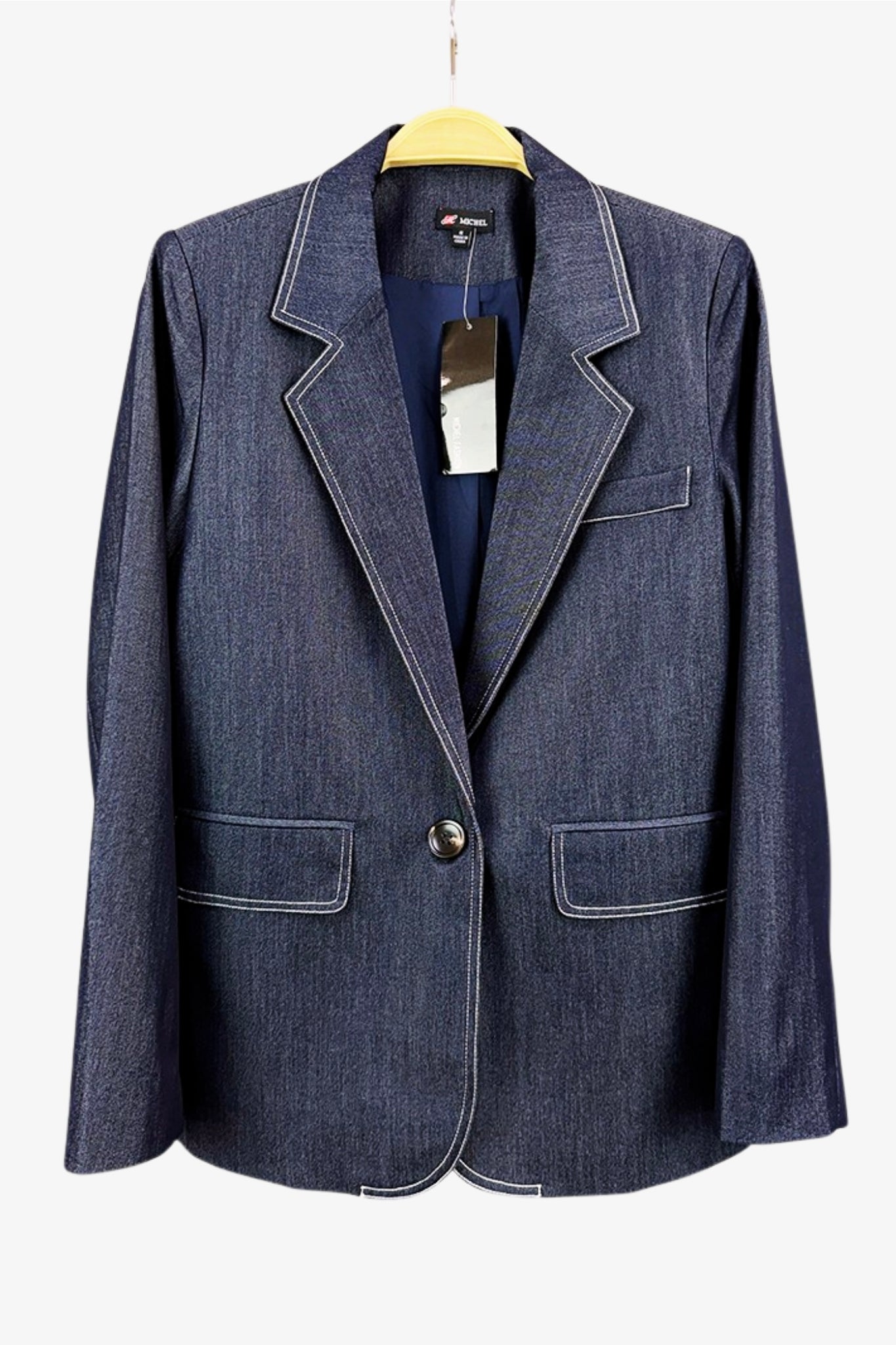 Soft Denim Notch-collar One Button Selvedge Blazer Jacket
