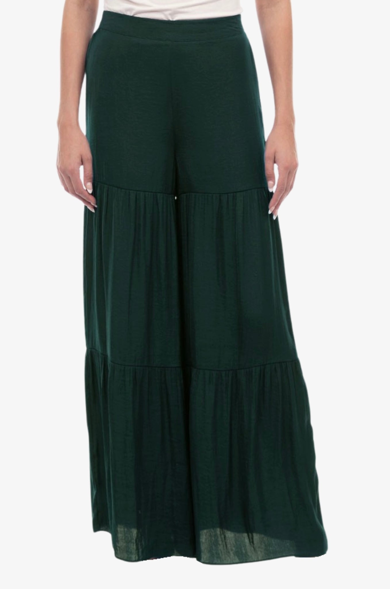 Satin Tiered Wideleg Pants