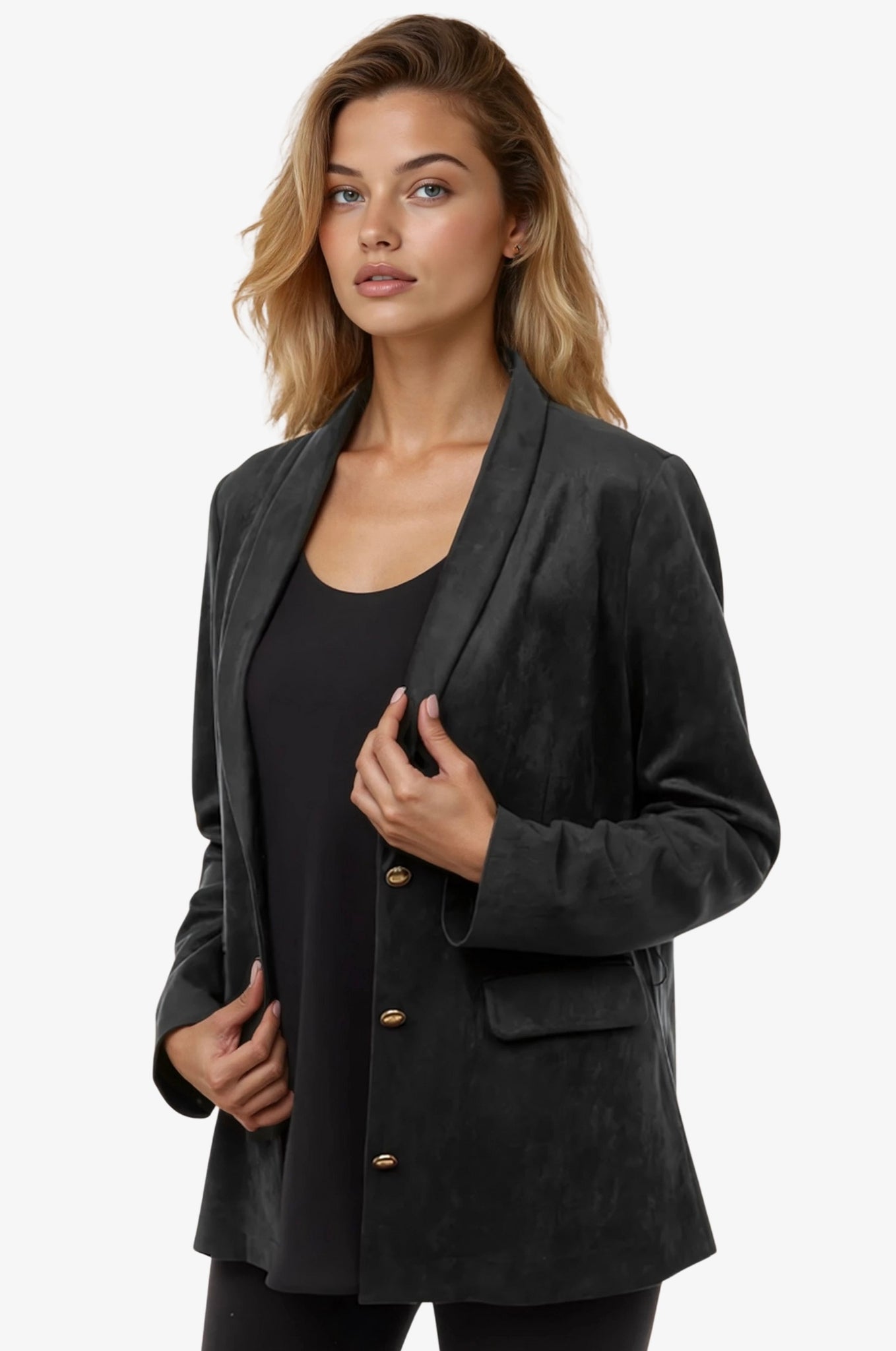 Faux Suede Blazer Jacket