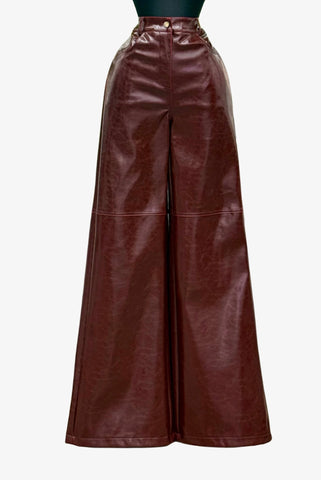 Faux Leather High Rise Wideleg Pants