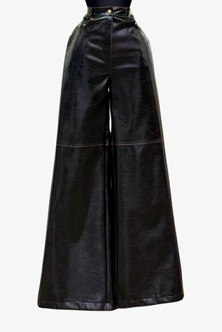 Faux Leather High Rise Wideleg Pants