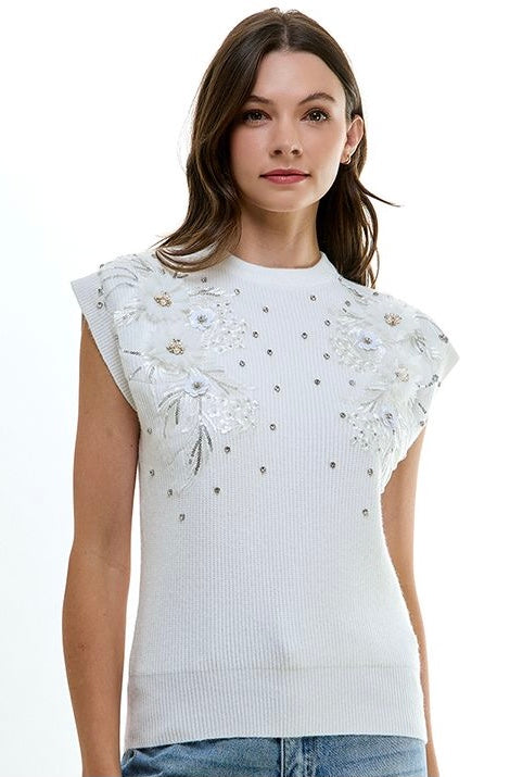 Knit Embellished Sweater Top