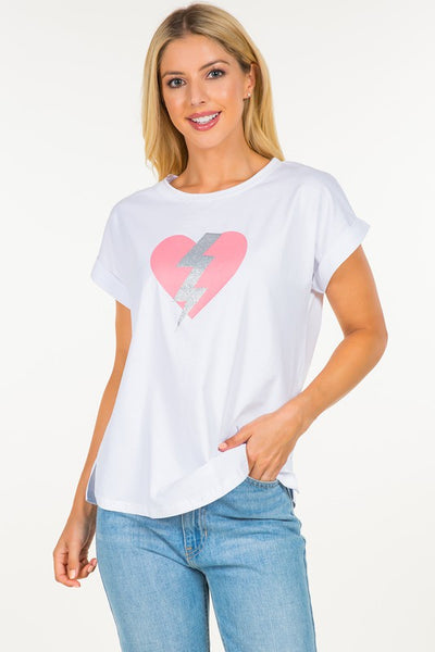 Heart Lightning Glitter Graphic Tee