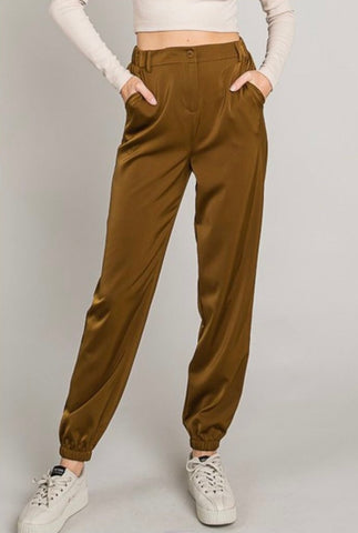 Satin High-Rise Jogger Pants