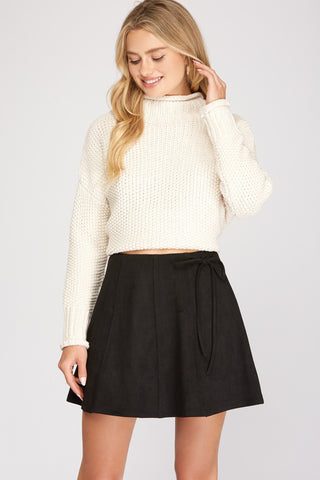 Faux Suede Flared Mini Skirt