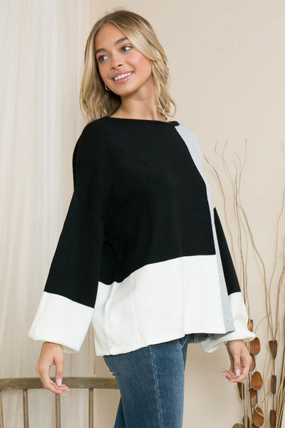 Color Block Loose Fit Sweater