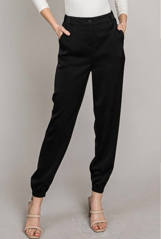 Satin High-Rise Jogger Pants