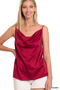 SATIN COWL NECK CAMI TOP