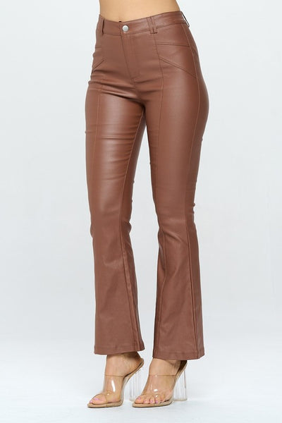 Faux Leather Bell Bottom Pants