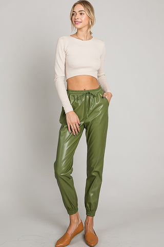 Faux Leather Jogger Pants