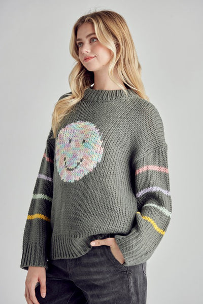 Smiley Face Heavy Knit Sweater