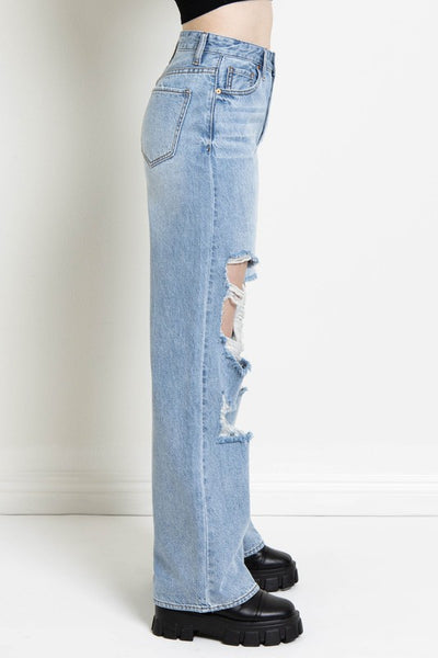 Ultra Hi-Rise Ripped Wide Leg Jean