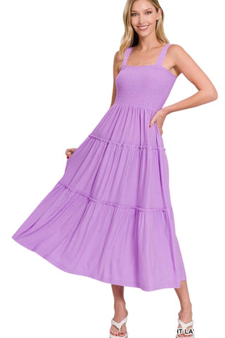 Super Soft Smocked Tiered Midi Dress