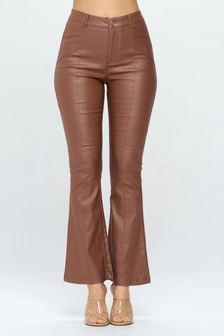 Faux Leather Bell Bottom Pants