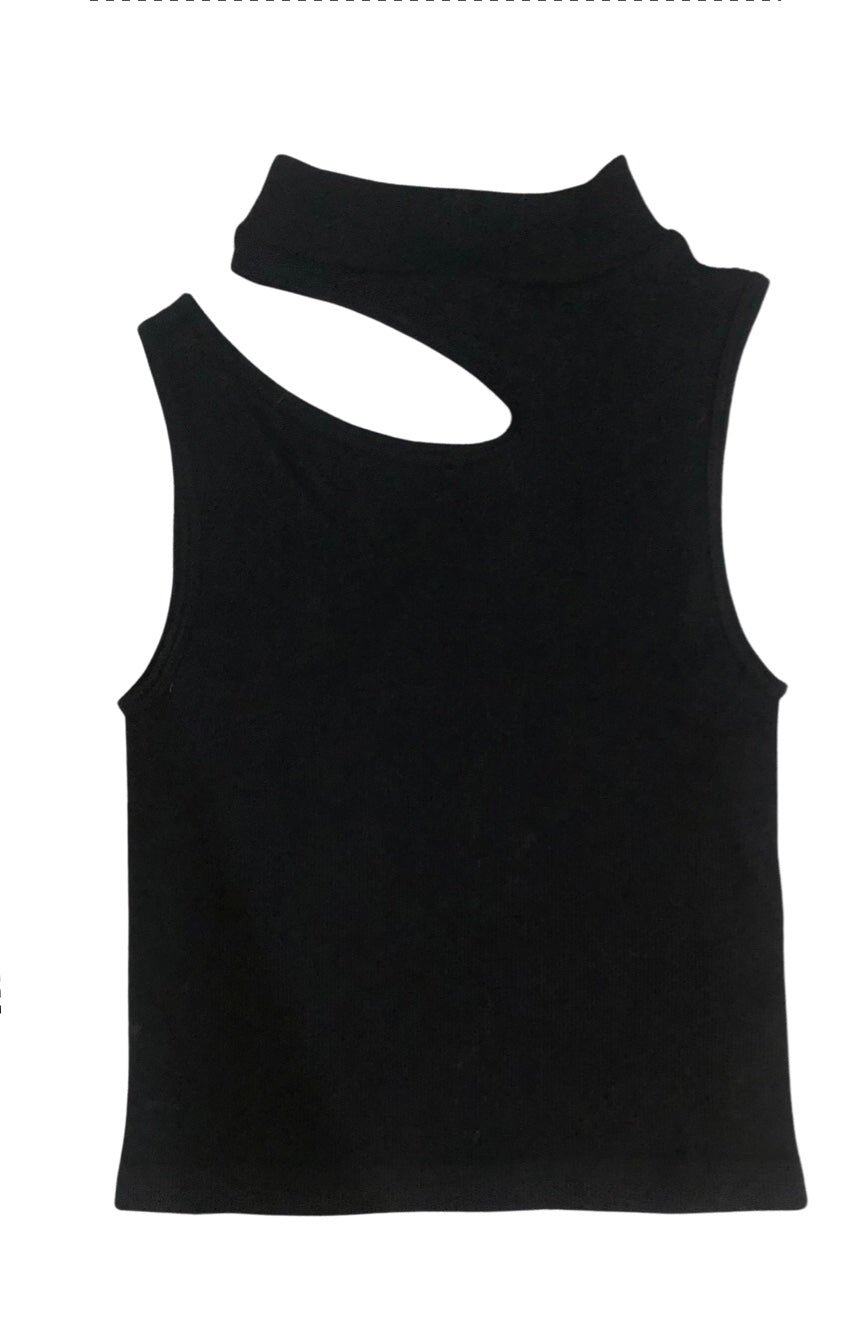 Mockneck Cut Out Top