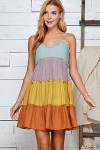 MULTI COLOR TIERED DRESS
