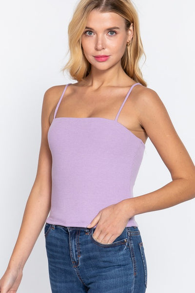 Straight Neck Ribbed Cami Top