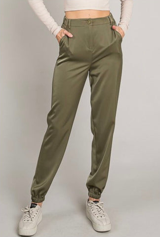 Satin High-Rise Jogger Pants