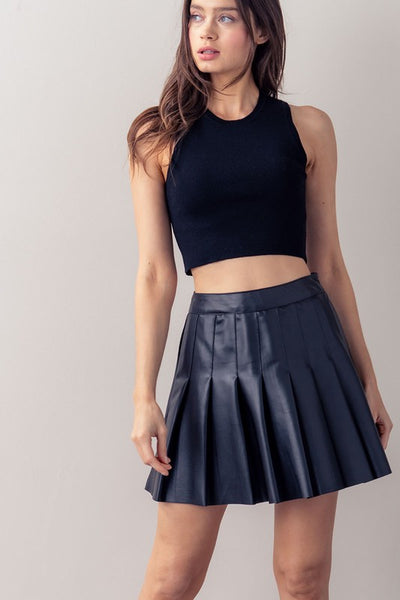Pleather Pleated Mini Skirt