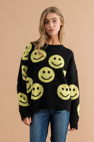 Smiley Thick Knit Sweater