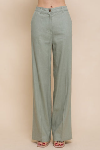 Pantalon de Lino Recto con Boton