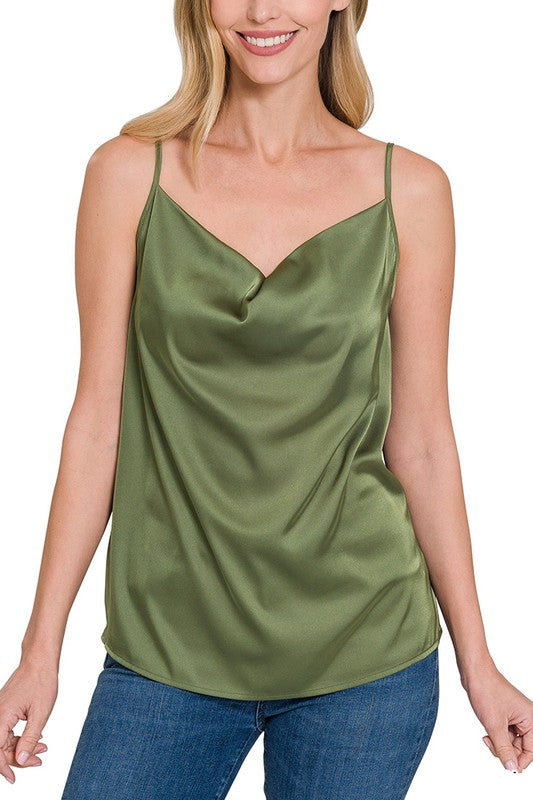 Satin Cowl Neck Cami Top