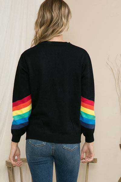 Knit Long Sleeve Rainbow Sweater