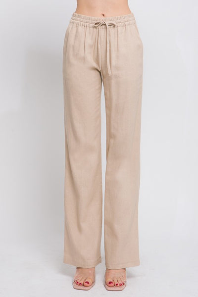 Pantalon Recto de Lino con Jareta