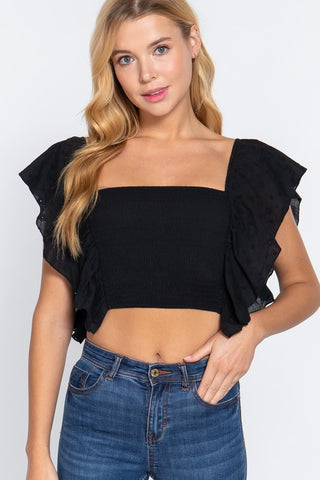 Ruffle Sleeve Crop Top