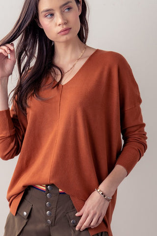 OverSized Knit V Neck Sweater