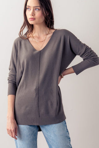 OverSized Knit V Neck Sweater