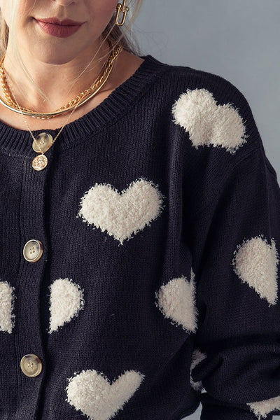 Heart Pattern knit Sweater Cardigan