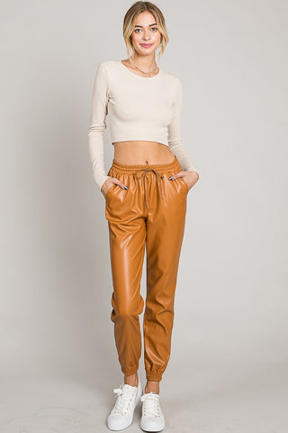 Faux Leather Jogger Pants