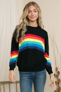 Knit Long Sleeve Rainbow Sweater